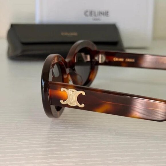 Celine Women CL40194U Triomphe Oval Sunglasses Brown Frame / Gray Lens - Picture 6 of 10